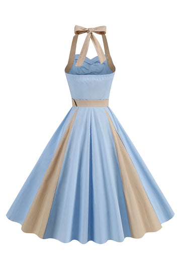 A Line Blue Halter Vintage 1950-tallskjole
